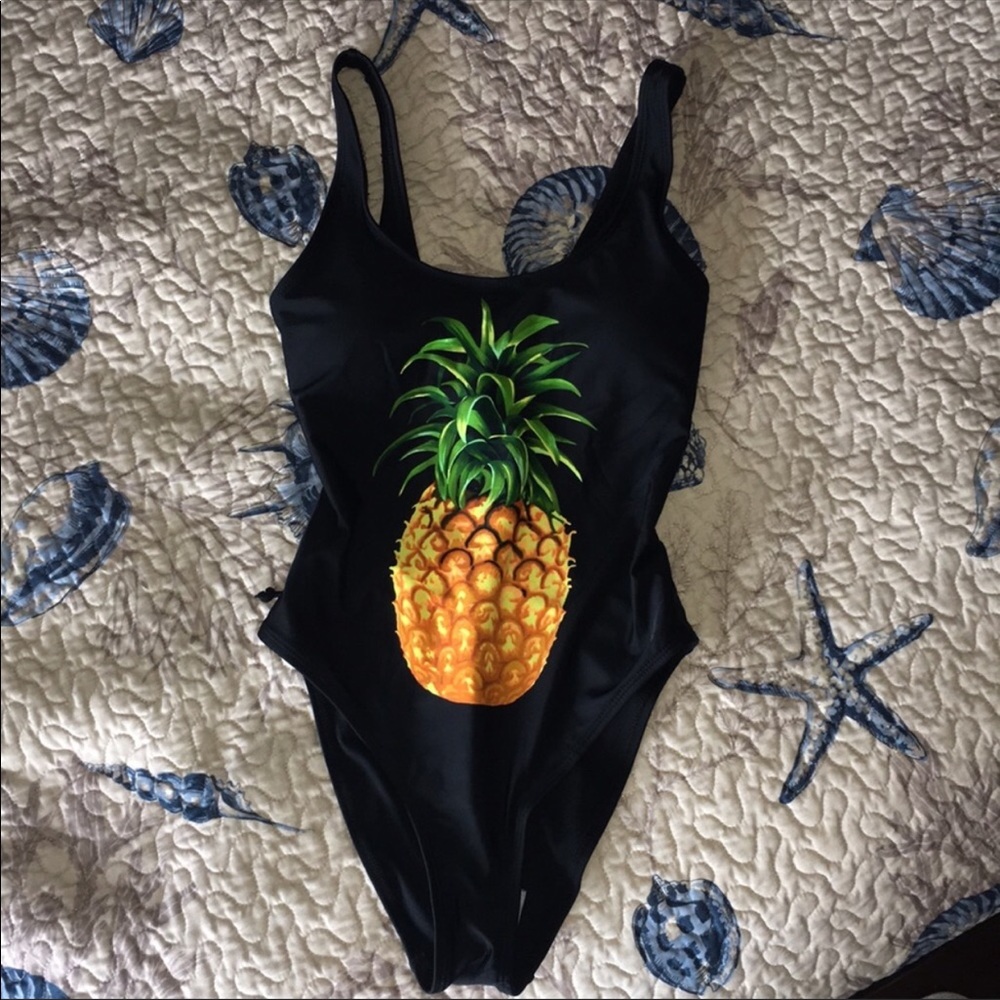 Pineapple Lace Up One Piece Swimsuit - Picture 3 of 5